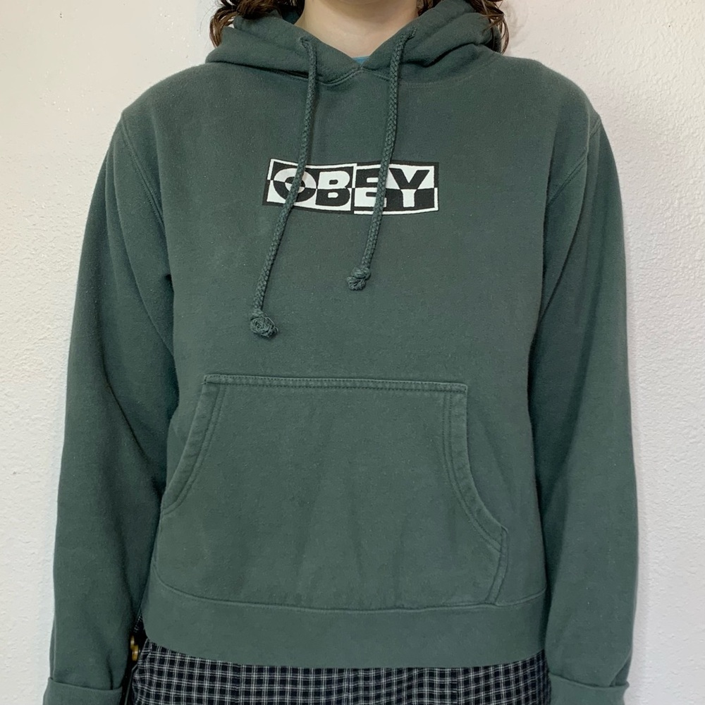 green obey hoodie - women’s size medium
